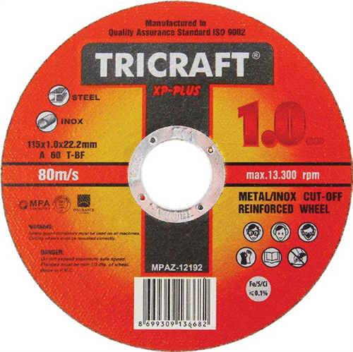 Tricraft İnox Kesici Taş 115 x 1.0 x 22 mm (25/Paket) (600/Koli)